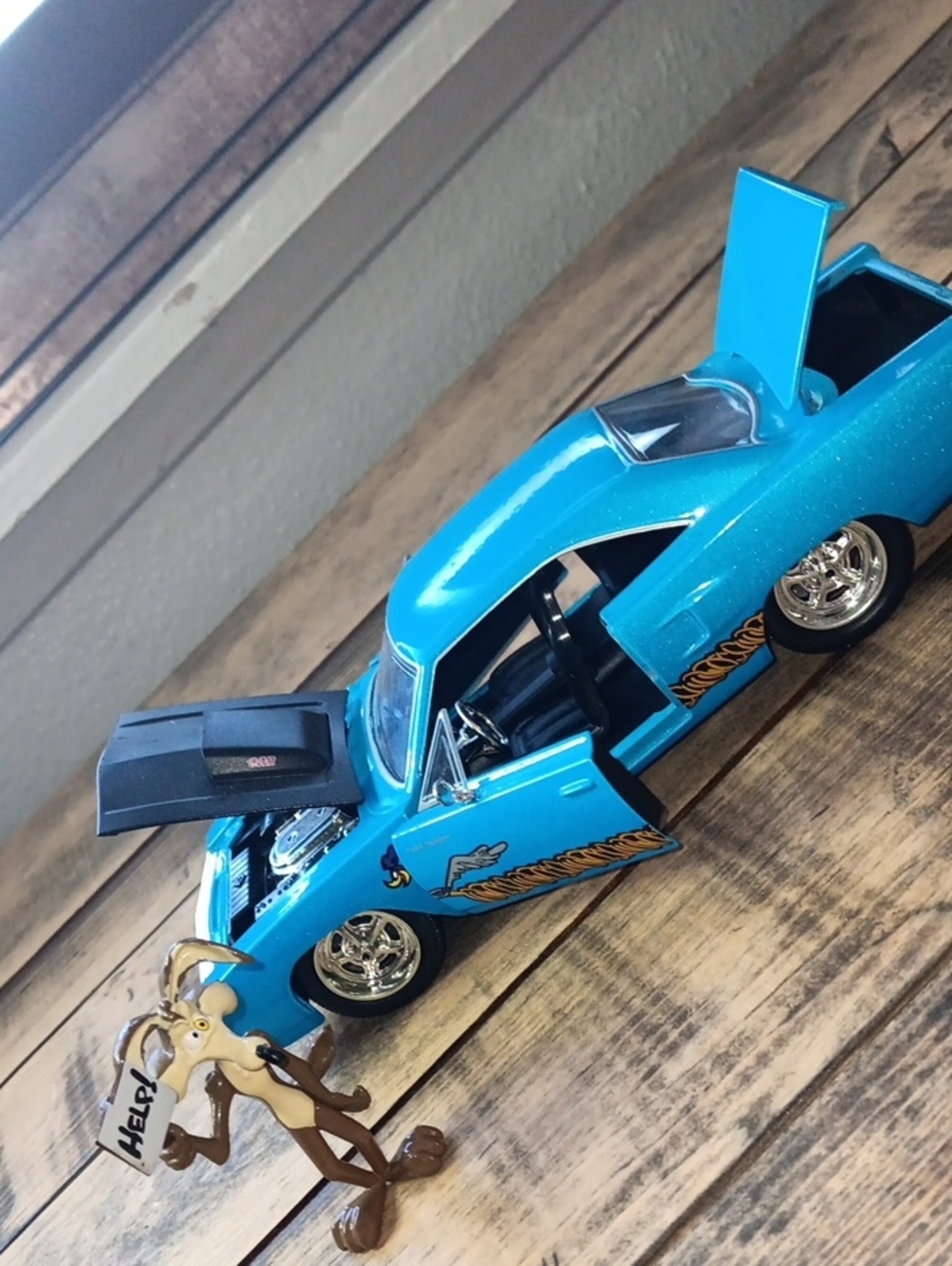Blue Kids Toy Muscle Car with Opening Doors & Hood - Brand: